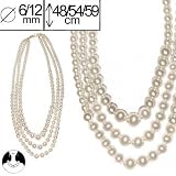 SG PARIS NECKLACE 3ROWS 48/54/59CM GOLD CREAM PEARL 6MM-12MM IVOIRE NECKLACE NECKLACE GLASS THE ESSENTIAL WOMEN PEARL ADDICT THE ESSENTIAL BALL