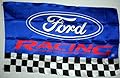 FORD RACING FLAG, 3'x5' Blue w/ Black & White Checkerboard banner