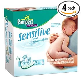 Pampers Sensitive Baby Wipes Refills, Case Pack, Four - 210 Count Resealable Packages, 840 Total Wipes