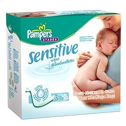 Pampers Sensitive Baby Wipes Refills, Case Pack, Four - 210 Count Resealable Packages, 840 Total Wipes