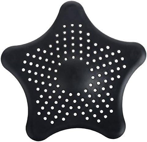 BlingBlingHome Bathroom Rubber Drain Cover Starfish Hair Filter Sink Strainer (2 pack) (Black)
