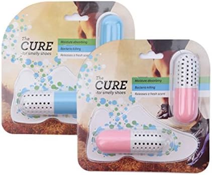 CURE Shoes Deodorizer Antimicrobial Odor Eliminator Moisture Absorber, 2SET - 100% Natural Deodorizer Prevents Mold Mildew Bacteria (Blue Capsules 2SET)