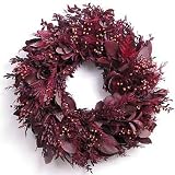 NEW 18 Round BURGUNDY Preserved BOXWOOD Cedar COFFEEBERRY Oak FLAX Wreath
