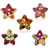 Pack of 25 Mixed Multicolour Flower Print 2 Holes Star Wooden Buttons, for Sewing, Scrapbooking, Embelishments, Crafts, Jewellery making, shabby chic, Knitting, 18x17mm
