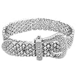 Sterling Silver .925 Hypoallergenic Nickel Free Colorless White Cubic Zirconia Belt Buckle Bracelet