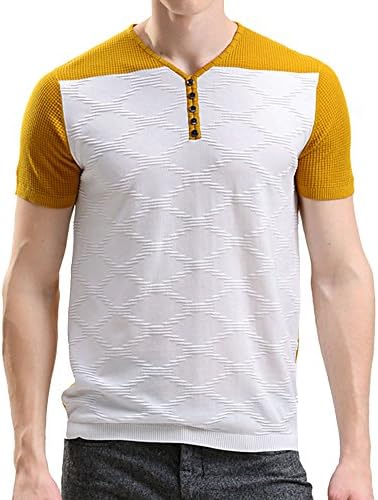 Myfashion Men's Stripes Leisure T-shirt Size XXXL Yellow