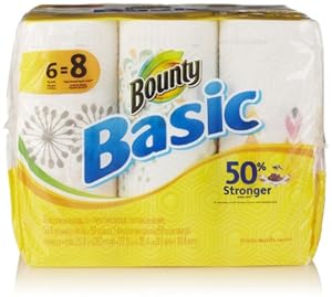 Bounty Basic Big Roll Paper Towels, Prints, 6 Count