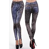 buytra Leopard Jeans Stitching Skinny Leggings Stretch Trousers