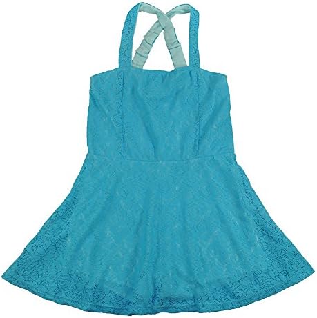 Hello Gorgeous Little Girls Laced Flare Dress W/Shorts Lining (4, Blue)