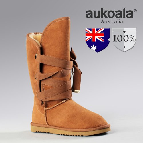 Aukoala Australia Sheepskin Warm Roxy Short Winter Boots For Womens_Chestnut_Us Size 9 On Sale