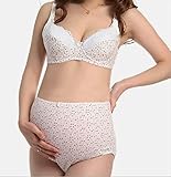 【ママ＆キッズ】Poche マタニティ 4色 下着セット 上下 授乳 ブラジャー パンツ 産前 産後 M L XL XXL XXXL ピンク ホワイト ドット 水玉 花柄 (L, 4)