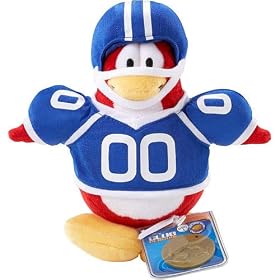 Disney Club Penguin 6.5 Inch Series 2 Plush Figure Football Player (Includes Coin with Code!)