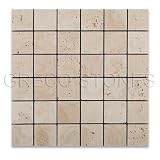 Ivory 2 x 2 Tumbled Travertine Mosaic Tile