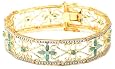 18k Yellow Gold Plated Sterling Silver Emerald and Diamond Accent Bracelet, 7.25"