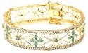 18k Yellow Gold Overlay Sterling Silver Emerald w/ Diamond Accent Bracelet, 7.25"