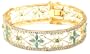 18k Yellow Gold Plated Sterling Silver Emerald and Diamond Accent Bracelet, 7.25"