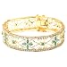 18k Yellow Gold Plated Sterling Silver Emerald and Diamond Accent Bracelet, 7.25"