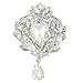 EVER FAITH Women's Austrian Crystal Elegant Leaf Teardrop Pendant Brooch Clear Silver-Tone