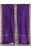 Indo Purple Rod Pocket Sari Sheer Curtain 43 in. x 84 in. - Piece