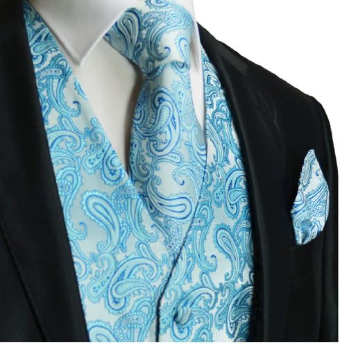 Turquoise Paisley Tuxedo Vest Set