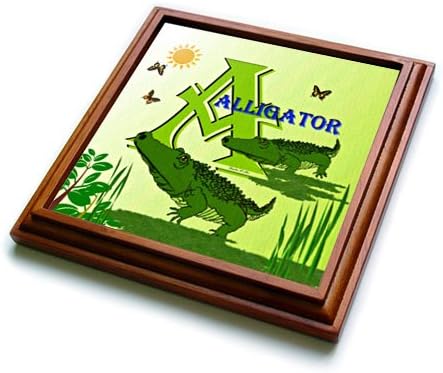 trv_52978_1 SmudgeArt Alphabet Designs - Decorative Animal Alphabet Art for children - A is for Alligators at the swamp - Trivets - 8x8 Trivet with 6x6 ceramic tile