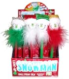 Inkology Christmas Lite Up Snowman Novelty Ball Point Pens, Medium Point, Black Ink, 2 Assorted Pen Colors, 12 Pens per Pack (545-2)