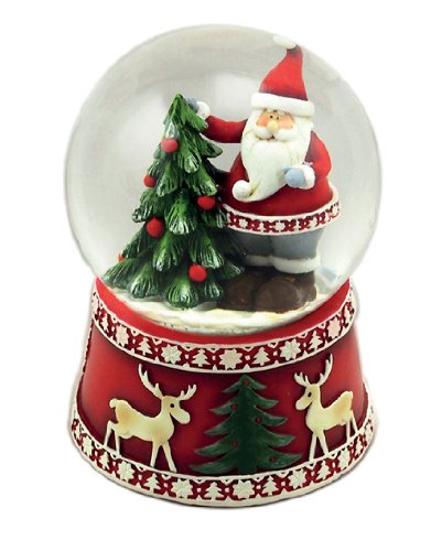 MusicBox Kingdom 53085 Snow Globe Scandinavian Design Santa with Tree Music Box, Turns to The Melody “White Christmas” MusicBox Kingdom 53085 Snow Globe Scandinavian Design Santa with Tree Music Box, Turns to The Melody “White Christmas”