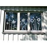 Fenstertattoo - Motiv "Bl�mchenwiese" aus Milchglasfolie in Farbton TRANSPARENT mit Silberglitzervon "Lovala"