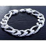 10mm Sterling Silver Figaro Link Mens Bracelet