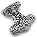 KONOV Mens Vintage Thors Hammer Stainless Steel Pendant Necklace, Black Silver, 24 inch Chain