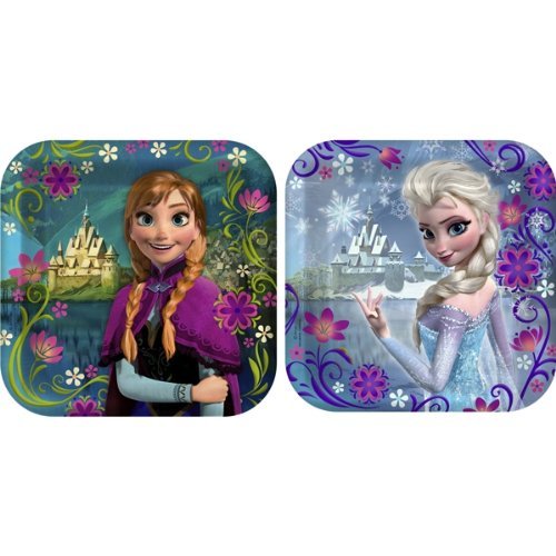 Disneys Frozen Party 7"x7" Square Cake/Dessert Plates, Pack of 8, Assorted