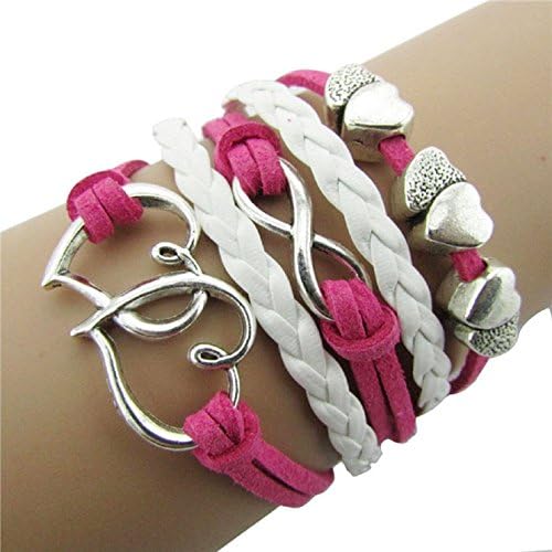 Infinity Double Love Friendship Leather Alloy Charm Bracelet (W16)