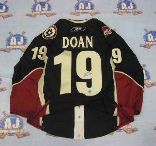 SHANE DOAN Phoenix Coyotes SIGNED On-Ice Black PRO-Jersey w/ Fight Strap