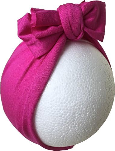 Baby Girl Turban Hats Cotton Bow Beanie (6-18 Months, Fuchsia )