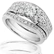 1-1/4ctw Round Brilliant Diamond Wedding Rings Set in 14kt White Gold
