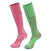 Gmark Women's Fancy Design Multi Colorful Patterned Socks 2-Pack Pink&Light Green