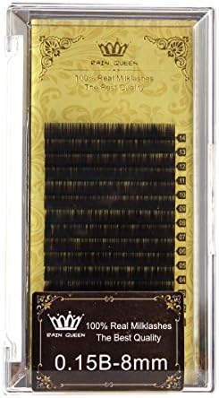 RAIN QUEEN Natural Eyelash Extension Mink B Curl Lashes 0.15*8mm 1 Size 1 Tray