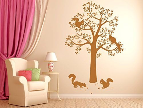 Fit You Ik345 Wall Decal Sticker Decor Tree Squirrels Nuts Forest Animals Bedroom Kids