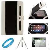 Black with White Executive Leather Jacket Carrying Case Cover with Accessory Slots for Blackberry Playbook 7-inch Tablet Compatible with all Models (16GB, 32GB, 64GB) + Clear Screen Protector + Silver Color Metal Stand for Tablet + SumacLife TM Wisdom Cou Black with White Executive Leather Jacket Carrying Case Cover with Accessory Slots for Blackberry Playbook 7-inch Tablet Compatible with all Models (16GB, 32GB, 64GB) + Clear Screen Protector + Silver Color Metal Stand for Tablet + SumacLife TM Wisdom Cou