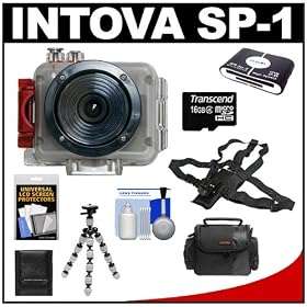 Intova Sport Pro Waterproof HD Sports Video Camera Camcorder with Chest Mount + 16GB Card + Case + Tripod + Accessory Kit for Hiking, Climbing, Skate, Snow, Moto, Bike & all Extreme Sports
