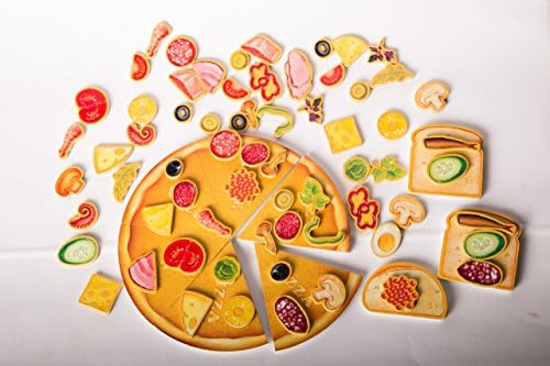 Fridge Magnets Game for Children - "PIZZA" (68 magnets in Box, Fridge Magnets Food, Magnets for Development, Magnets for Study)