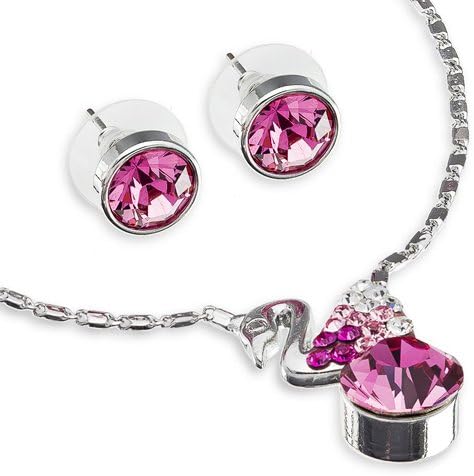 'The Swarovski Swan Set' Pendant Necklace & Earrings Set in Swarovski Crystal Elements. Prefect delicate and precious Jewellery to give a loved one and a essential must have' Swarovski jewellery piece! Jewellery set with Swarovski Swan sitting on a Single round Jewel. Great Value Swarovski Jewellery set in 5 beautiful colour options, AB Blue Opal, Silk, Rose Pink, Clear Diamond, and Tanzanite.