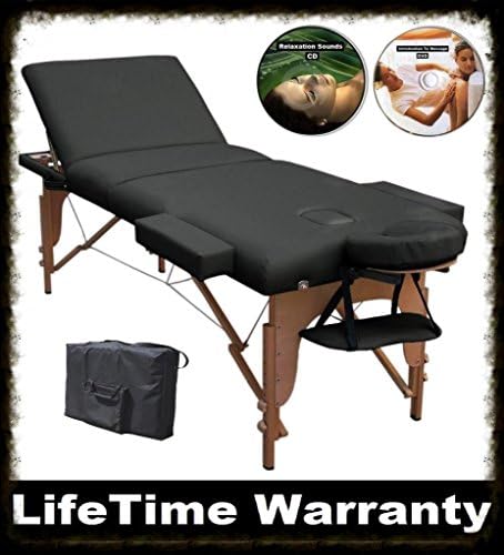 Master BestMASSAGE TABLE Portable Bed Salon Tattoo *BLACK (Includes FREE Carry Case, Massage DVD, And Soothing Sounds CD - nPro1K