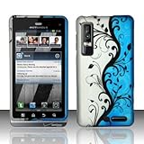 Verizon Motorola Droid 3 Accessory - Blue Silver Black Vines Designer Prote ....