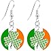 Ireland Green Plaid Shamrock Earrings title=