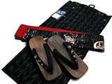 ※【メンズ浴衣3点セット】M寸（155～165ｃｍ） 黒系【1057】0094