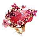 Exquisite Flower And Butterfly Cocktail Ring (Gold And Pink)