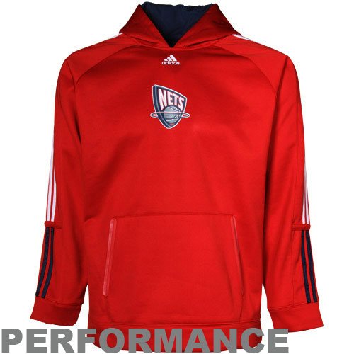 adidas New Jersey Nets Youth Red Performance Hoody Sweatshirt (Medium)