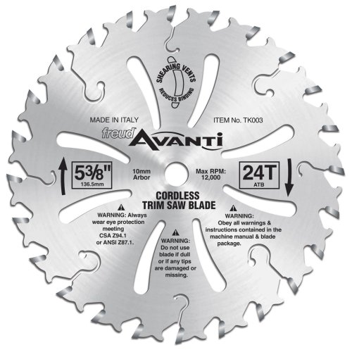 Freud TK003 5-3/8-Inch 24 Tooth ATB Trim Saw Blade with 10mm Arbor