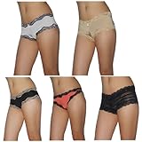 5 PACK: Ladies Sexy Lace Stretch Hipster Brief Panties Underwear / Knickers - Mixed Brands - Multicolor -Size: S
